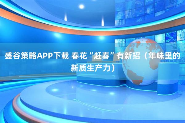 盛谷策略APP下载 春花“赶春”有新招（年味里的新质生产力）